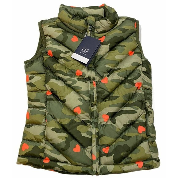 Gap Outlet Other - NWT GAP Kids Girl's Puffer Vests L Camouflage Green Hearts